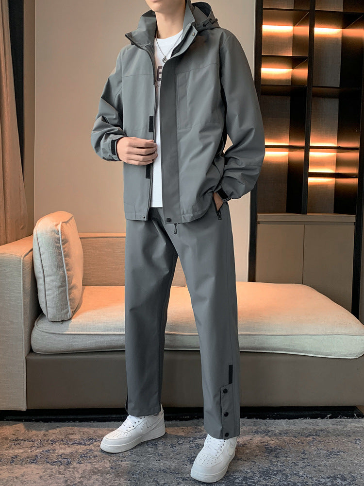 Men's Spring And Autumn Hooded Suit With Handsome Casual Sports Suit Jacket