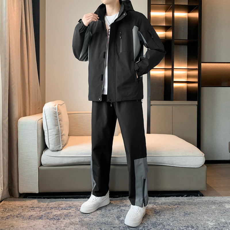 Men's Spring And Autumn Hooded Suit With Handsome Casual Sports Suit Jacket